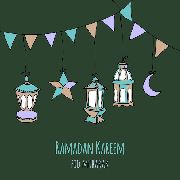 A poster for ramadan kareem with a green background.