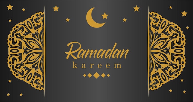 A poster for ramadan kareem with a moon and stars.