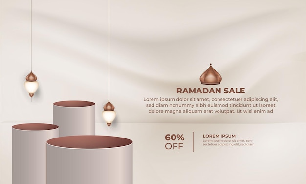 A poster for ramadan sales with lamps on a white background