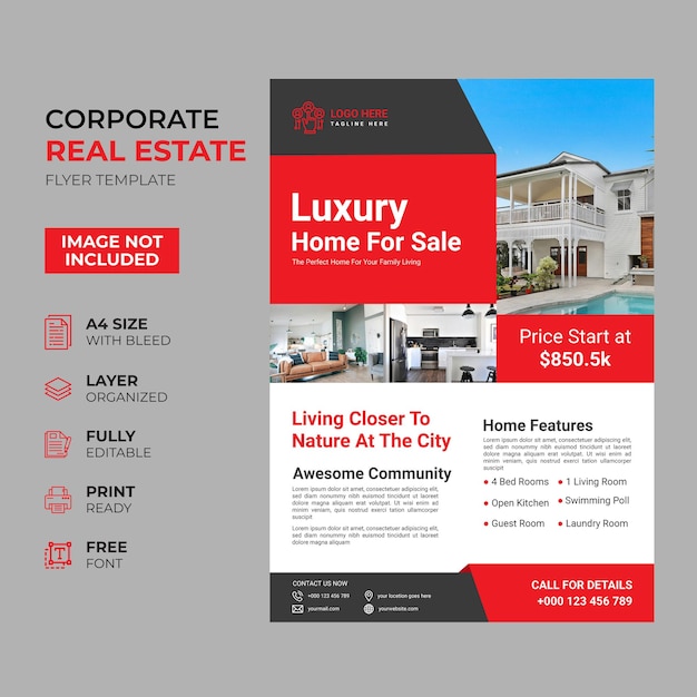 Vector a poster for a real estate flyer luxury home for sale