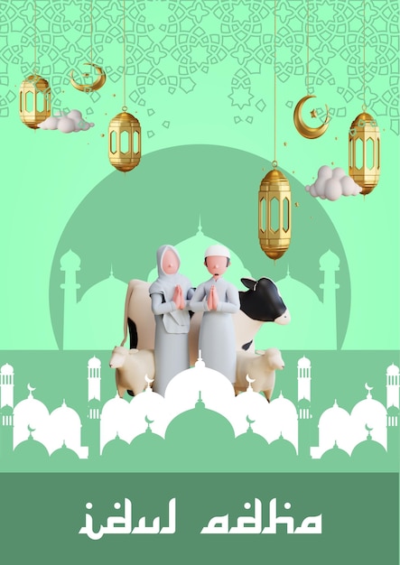 a poster for a religious religious event with a couple of women in front of a mosque