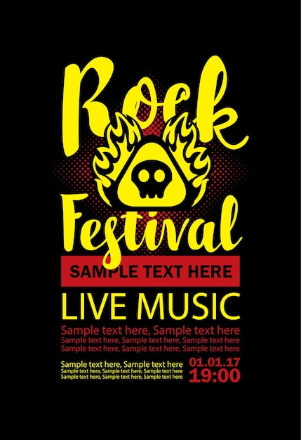 poster for rock festival with flames