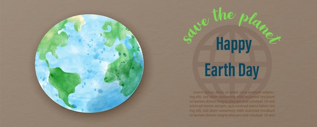 Vector poster's campaign of earth day in watercolor and paper cut style