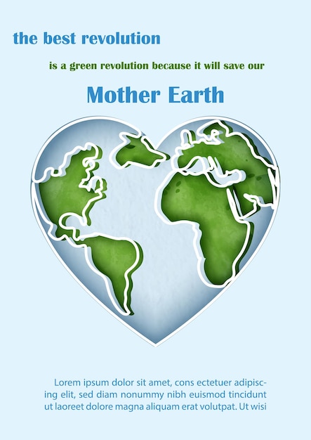 Poster's campaign of World earth day in line art watercolors style with slogan on blue background