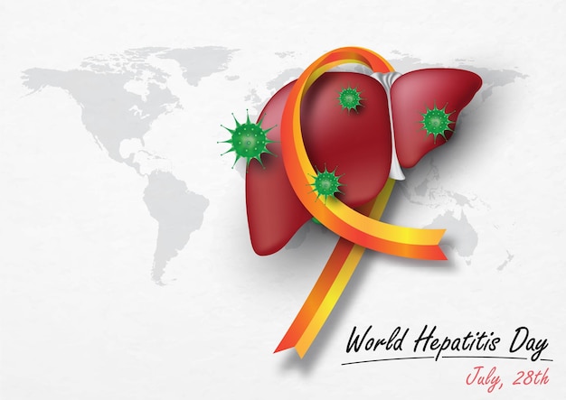 Poster's campaign of World Hepatitis Day in 3d style and vector design