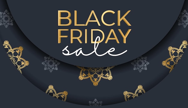 Poster Sale Black Friday Dark blue with geometric gold ornament