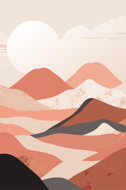 a poster for a sunset with a mountain in the background