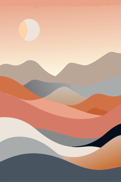 Vector a poster for a sunset with a mountain in the background