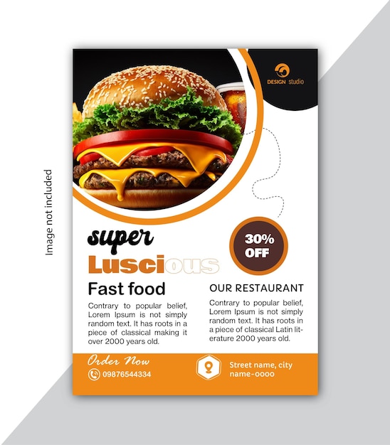 Vector a poster for super fast food with a picture of a hamburger on it