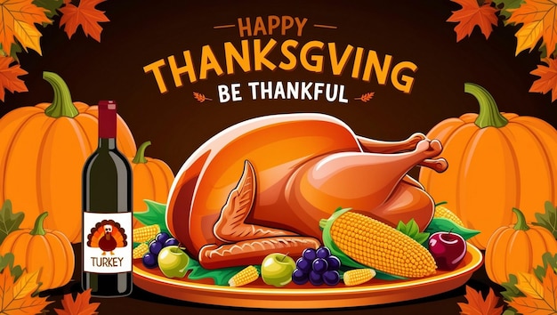 a poster of a thanksgiving turkey with a label that says happy thanksgiving