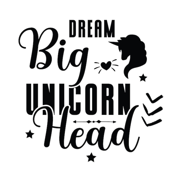 A poster that says dream big unicorn head.