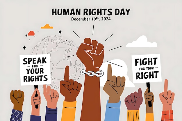 Vector a poster that says human rights day day and the words human rights day and the words human rights