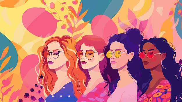 Vector a poster of three women with glasses that says  the girl with the glasses