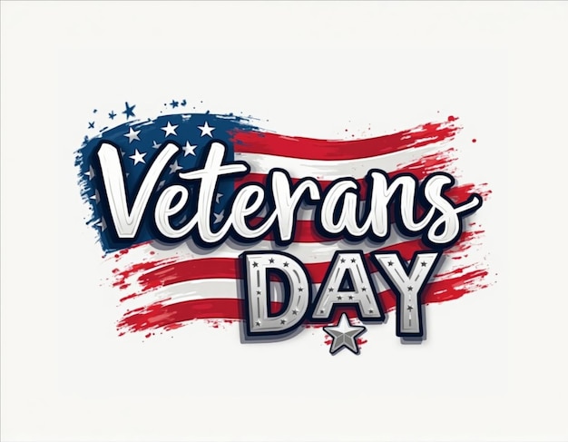 Vector a poster for us federal holiday with a stylized american flag and stars with the words veterans day