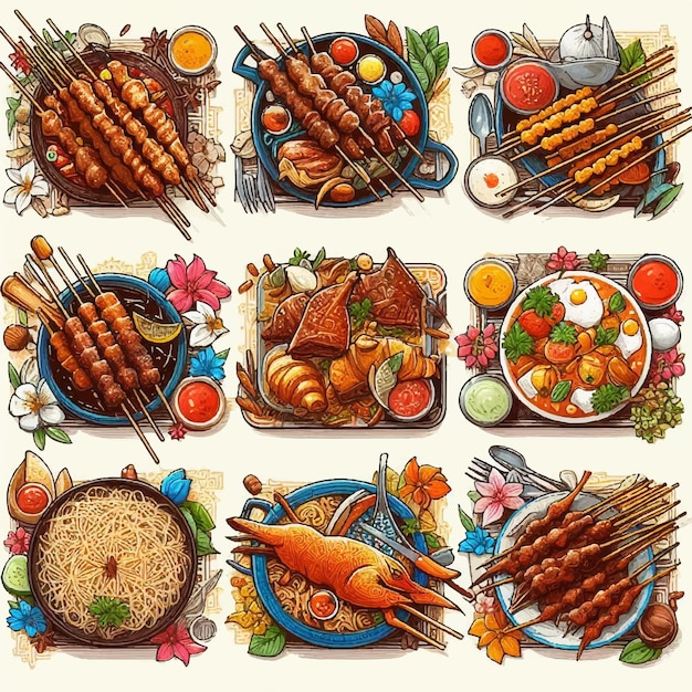 Vector a poster of a variety of food including meat and vegetables