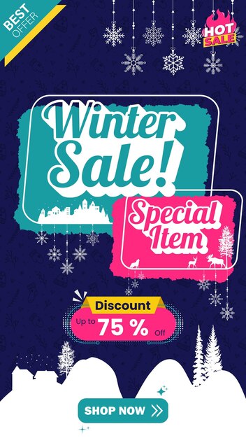 Vector a poster for winter sale shows a winter sale