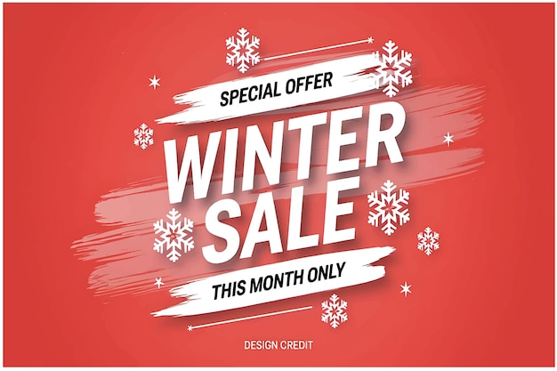 Vector a poster for winter sale with snowflakes for sale only