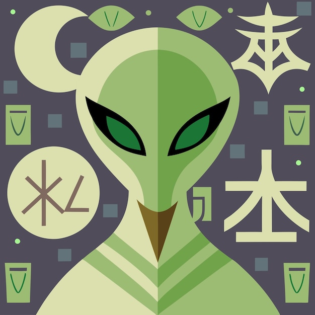 a poster with a alien with the letters l and k on it