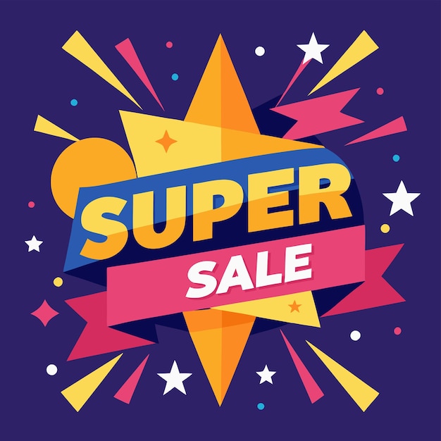 Vector a poster with a banner that says super sale