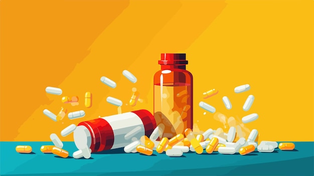 a poster with a bottle of pills and a bottle of pills