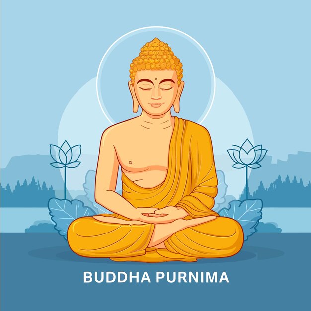 a poster with a buddha sitting in lotus position