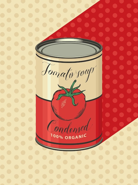 Vector poster with canned tomato soup