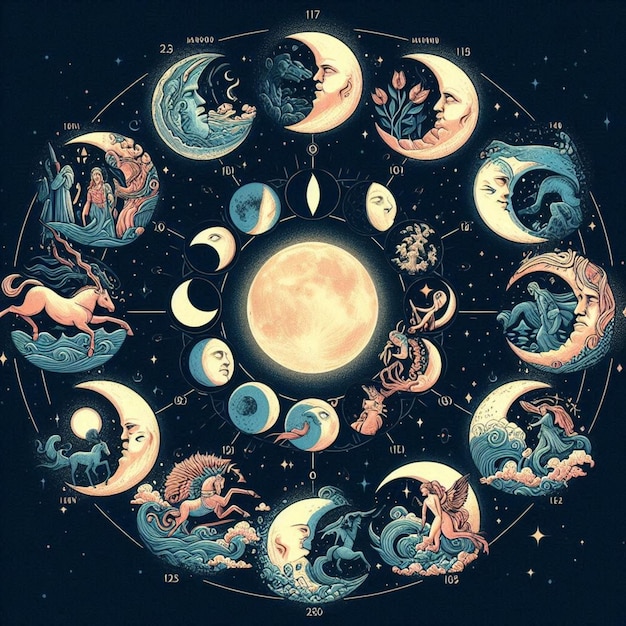 a poster with a circle of dragons and the word quot the moon quot