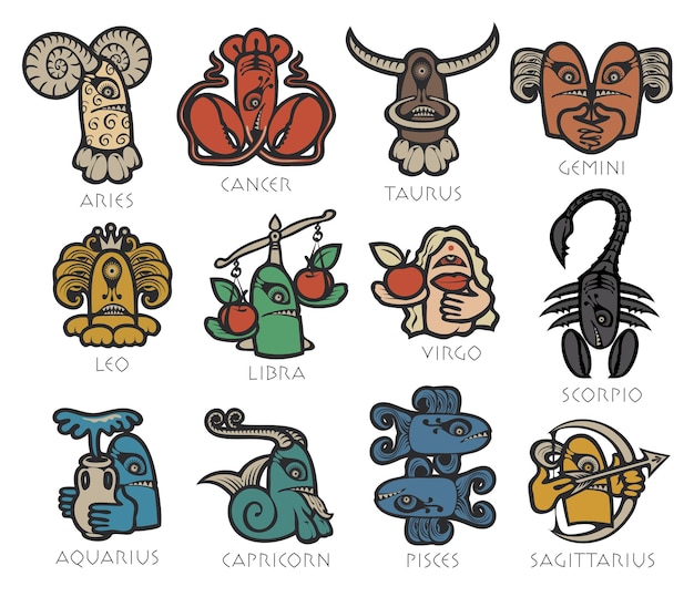 Poster with colored zodiac signs