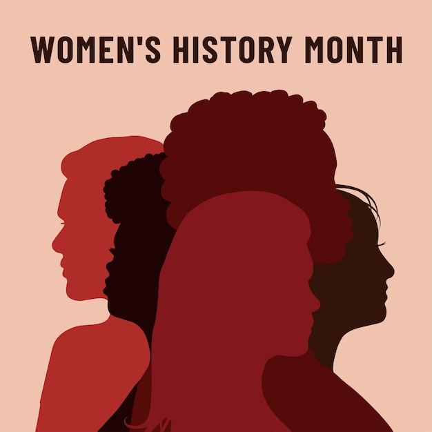 Poster with different womenGirls power Womens History Month Womens day 8 march