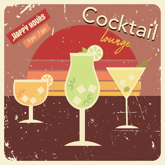 Poster with drinks in retro style