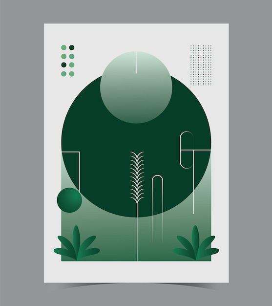 Vector a poster with a green circle and a building in the background