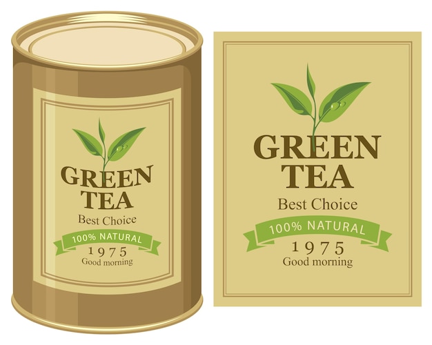 poster with green tea can and label