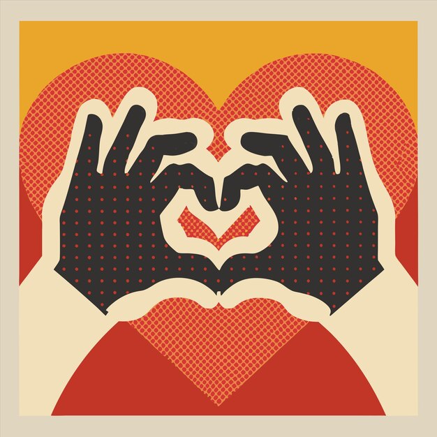 Vector a poster with hands that say quot hands quot with a heart shaped