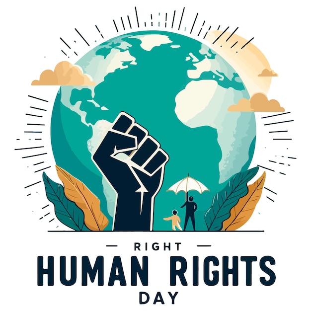 Vector a poster with a human rights day in a circle