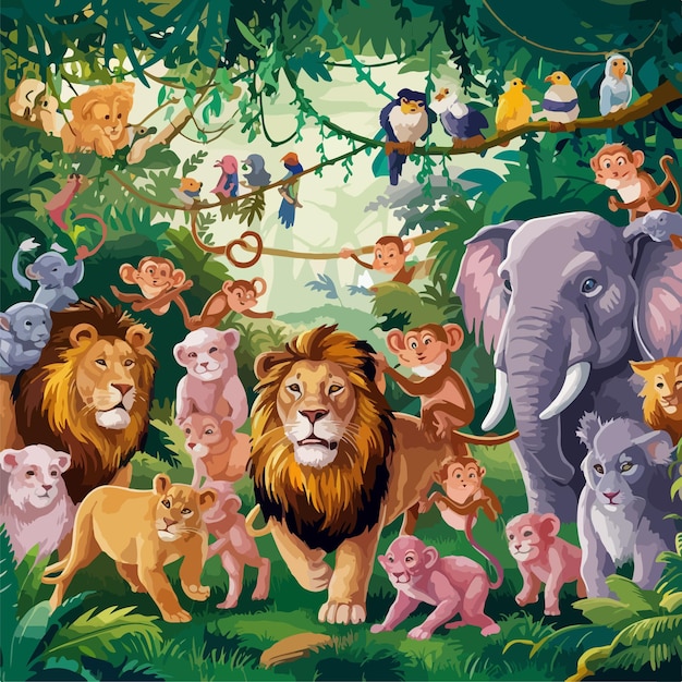 a poster with a lion and eliphant