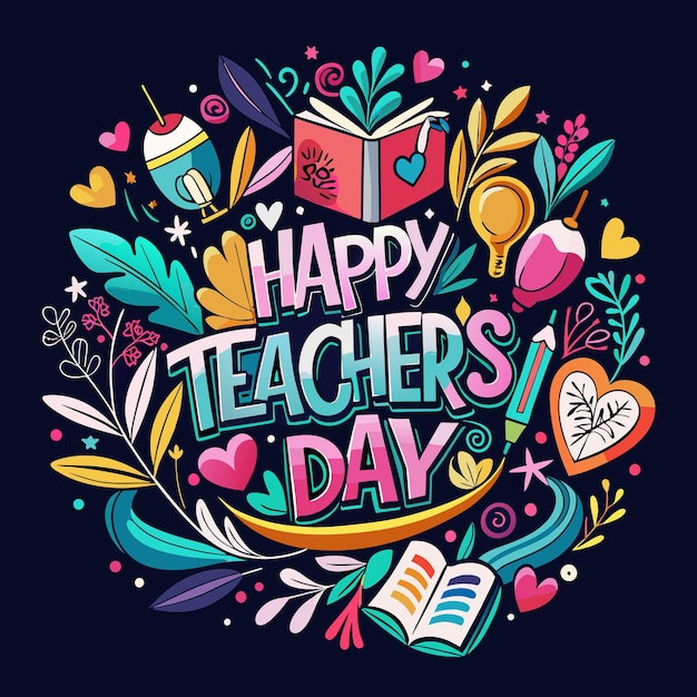 Vector a poster with a picture of a happy teachers day