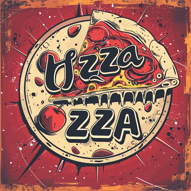 Vector a poster with a picture of a pizza and a circle with the word mocha on it