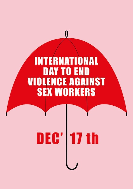 A poster with a red umbrella. Protest against harassment. International Day against Violence against