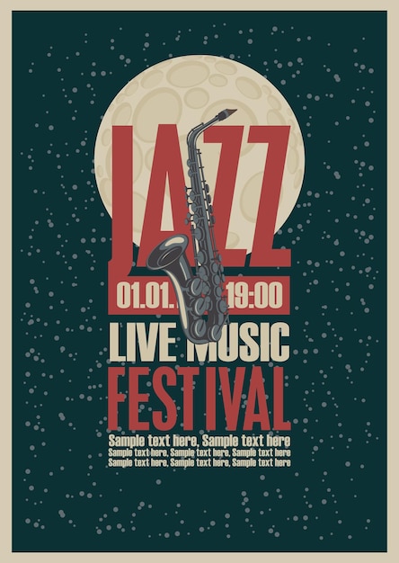 Poster with saxophone for jazz festival