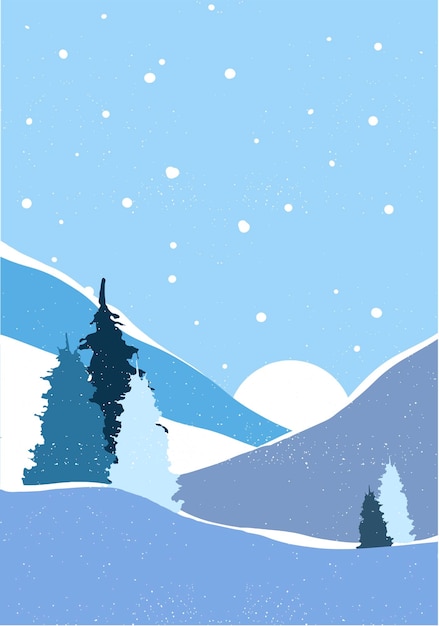 Vector a poster with a snowy landscape and trees