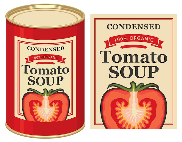 poster with tin can and label for tomato soup