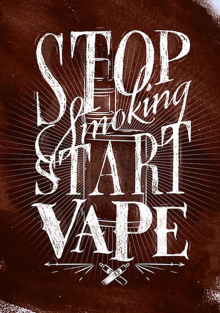 Poster with vaporizer in vintage style lettering 