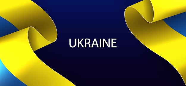 Poster with a wavy flag of Ukraine with a bright gradient