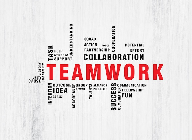 a poster with the word team on it with the words teamwork on it