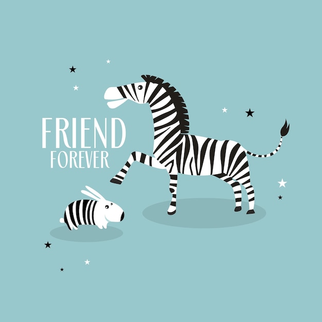 A poster with a zebra and a pig saying friend forever.