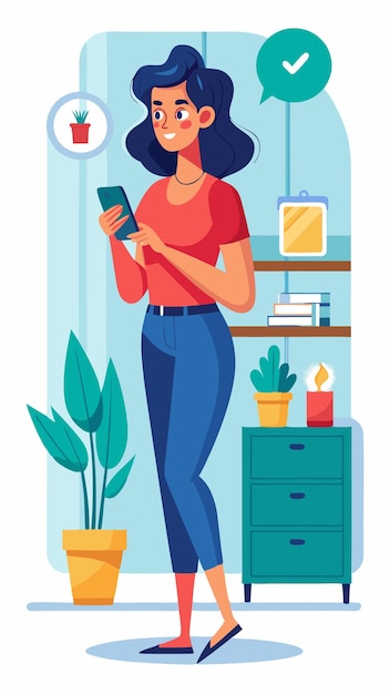 a poster of a woman with a phone in her hand