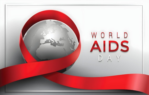 a poster for world aids day with a red ribbon