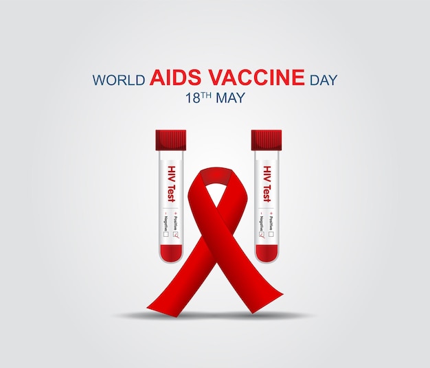 A poster for world aids vaccine day is displayed on a gray background.