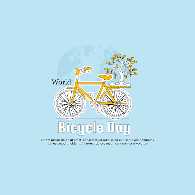 A poster for the world bicycle day with a tree in the middle.