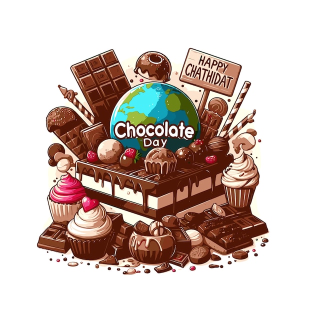 Vector a poster of a world chocolate cake with the words chocolate birthday on it